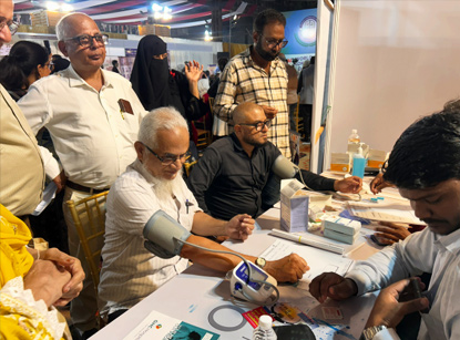Blood pressure check at camp